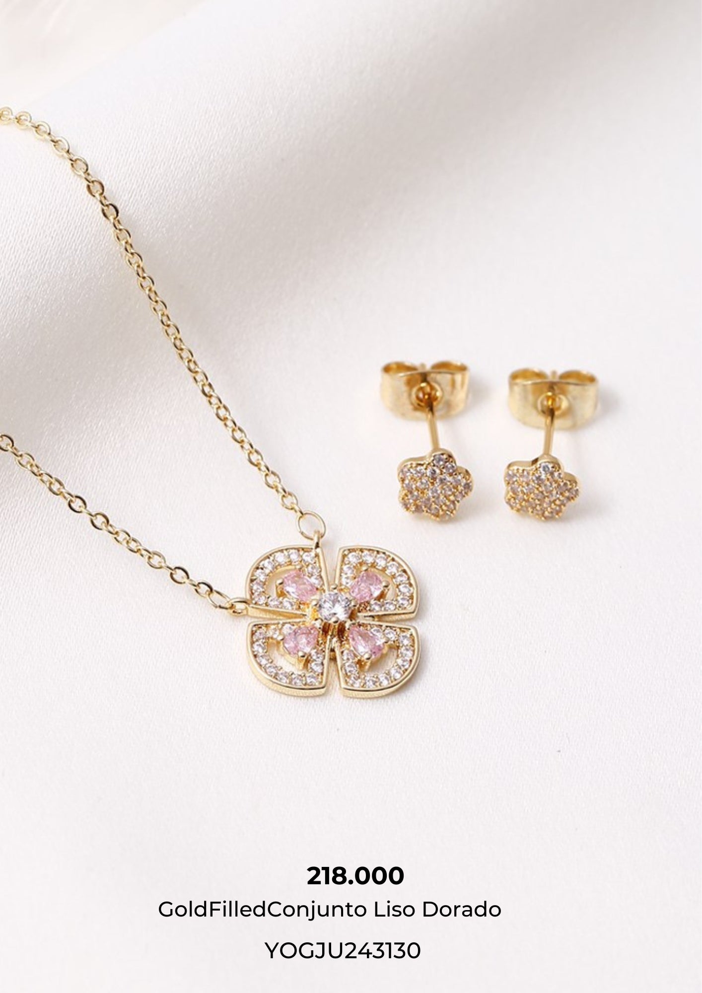 Conjunto Rosa y Dorado